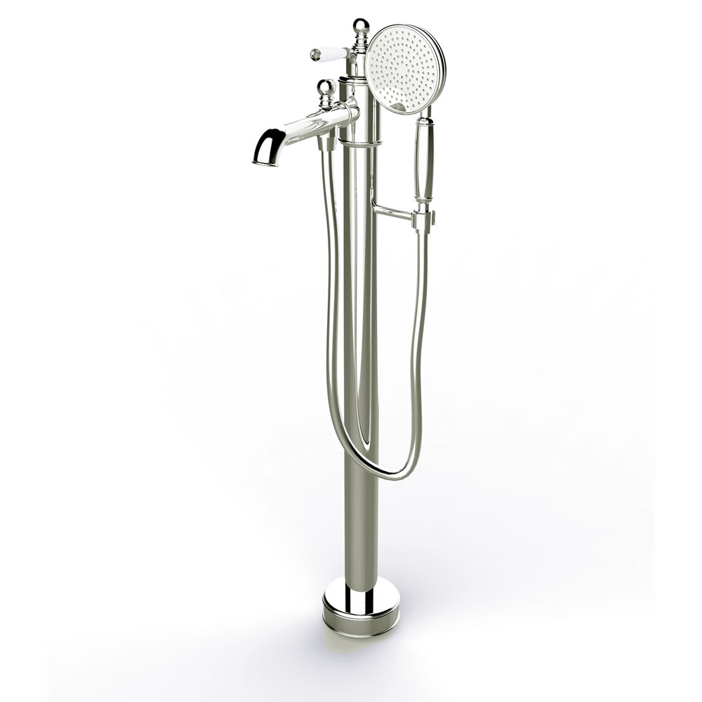 Arcade Single-lever bath shower filler-floor mounted inc. floor mounting kit - nickel